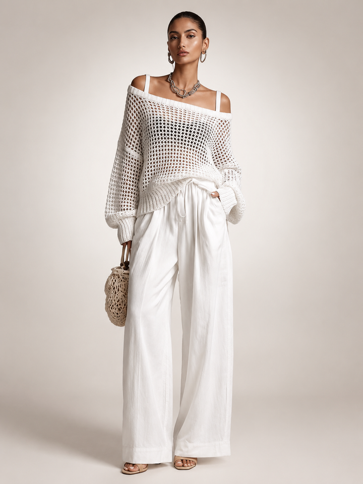 Herta | Off-Shoulder Two-Piece Set with Wide Pants