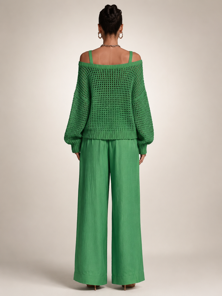 Herta | Off-Shoulder Two-Piece Set with Wide Pants