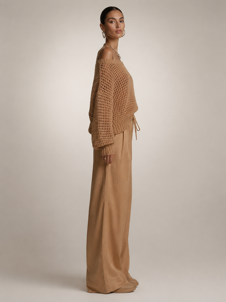 Herta | Off-Shoulder Two-Piece Set with Wide Pants
