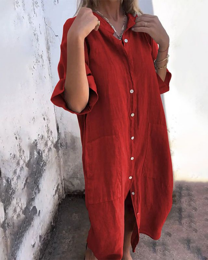 Tamsin | Ibiza Style Casual Ankle Height Shirt Dress