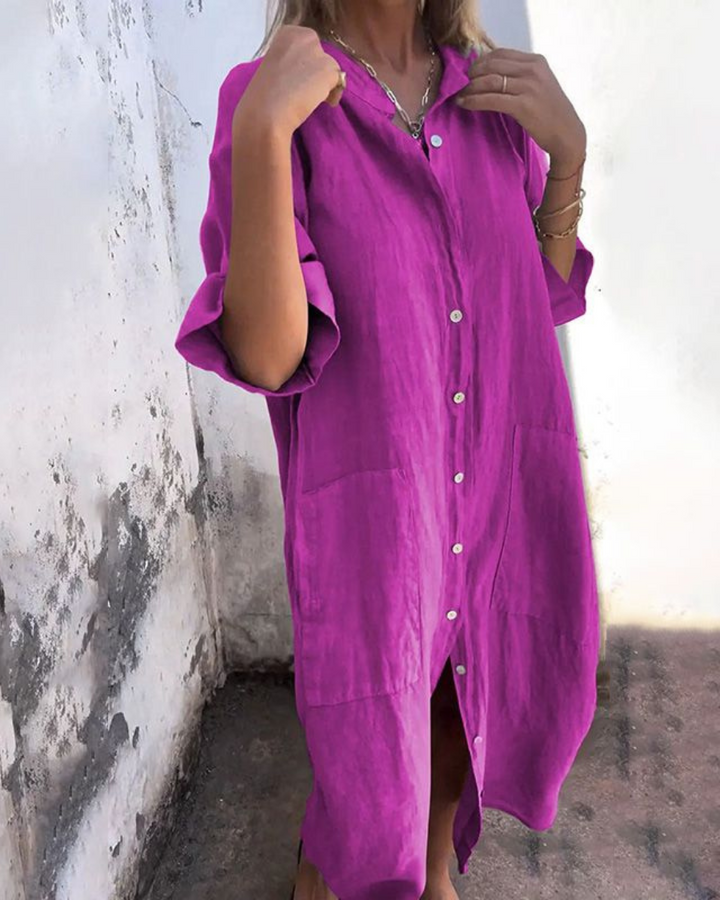 Tamsin | Ibiza Style Casual Ankle Height Shirt Dress