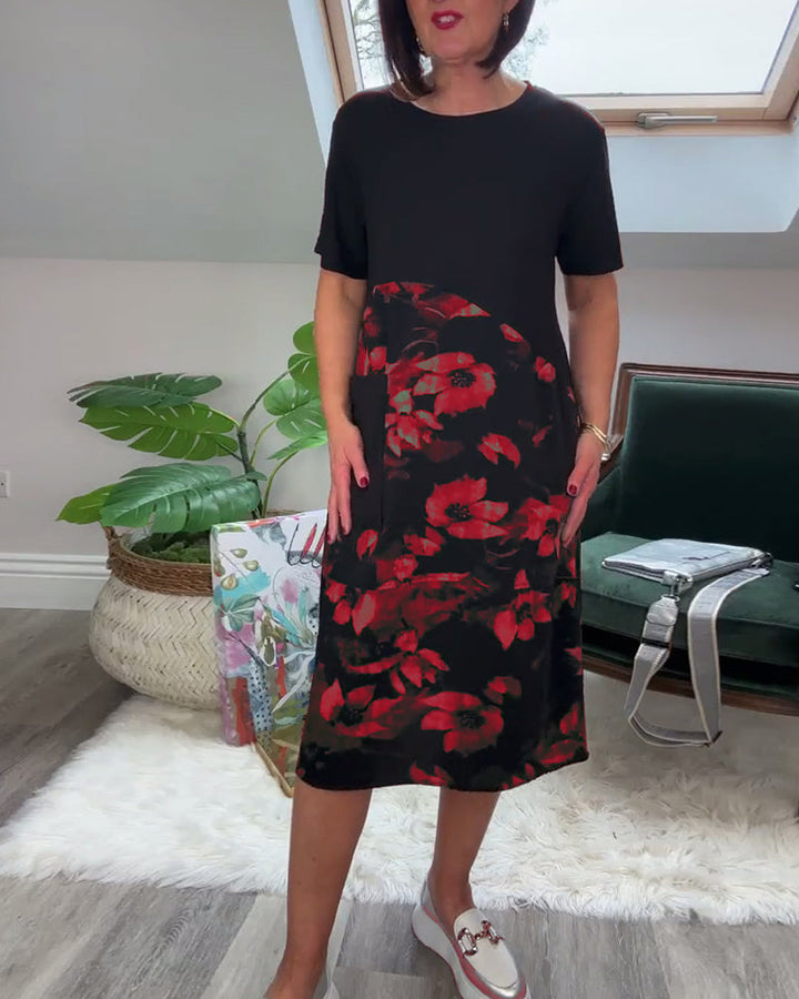 Avery | Floral Mosaic Round-Neck Dress