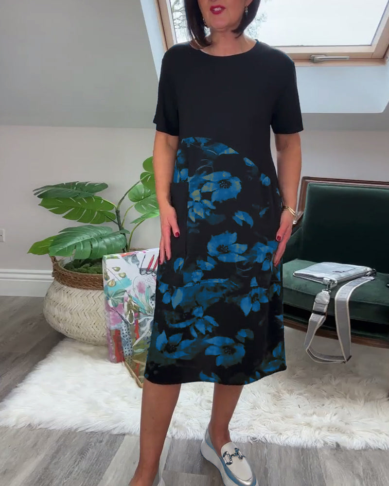 Avery | Floral Mosaic Round-Neck Dress
