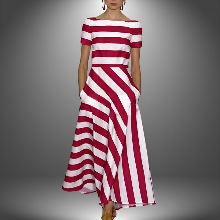 Heather | Boat Neck Striped Dress