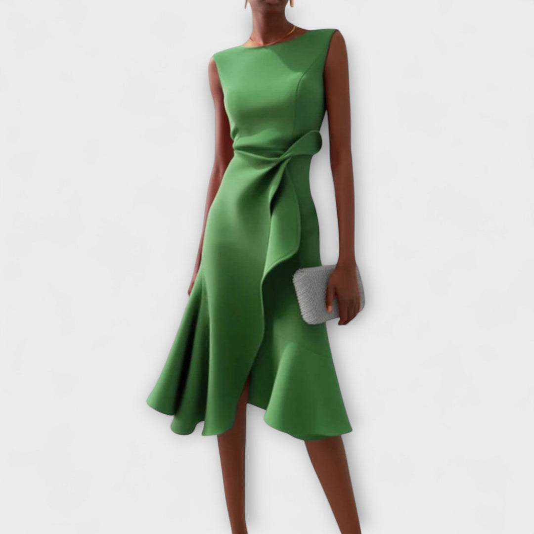 Josephine | Draped Asymmetric Midi Dress