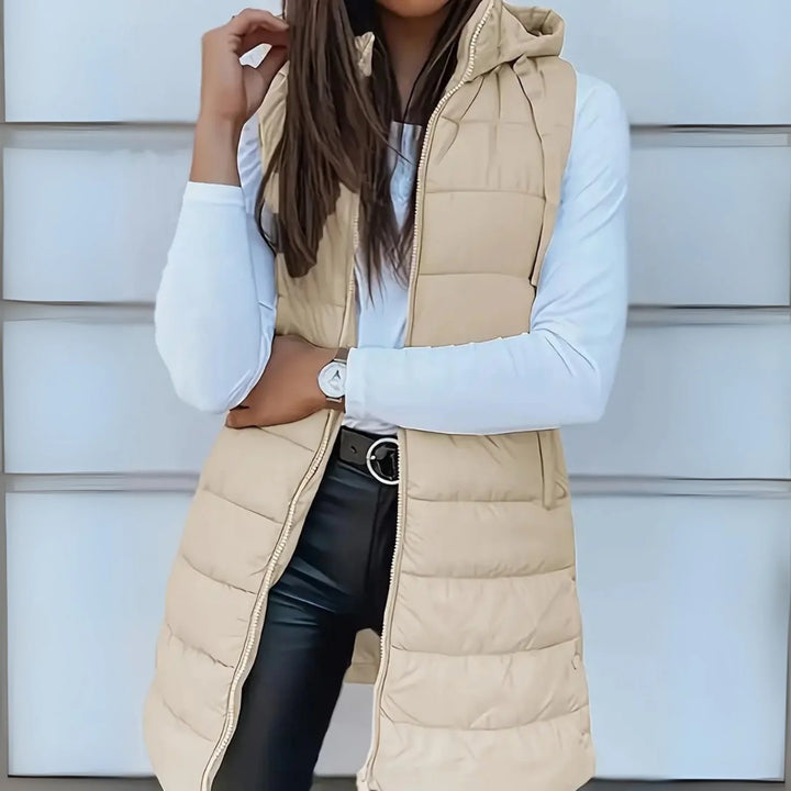 Jamie | Casual Sleeveless Hood Long Puffer Vest