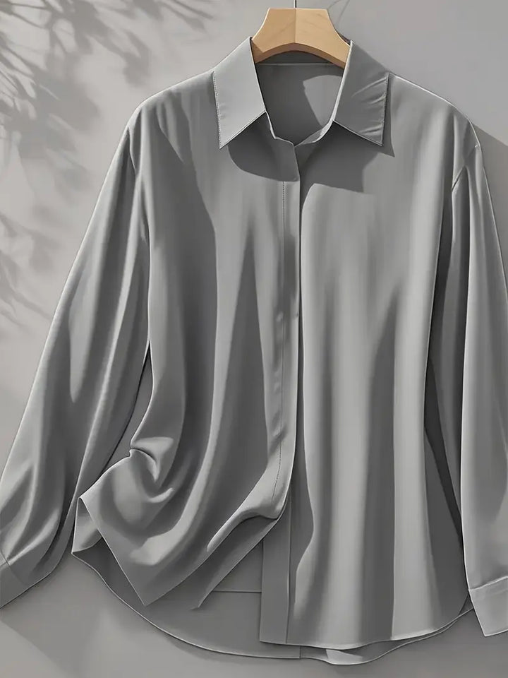 Anjeneth |  Elegant Long Sleeve Button Down Shirt