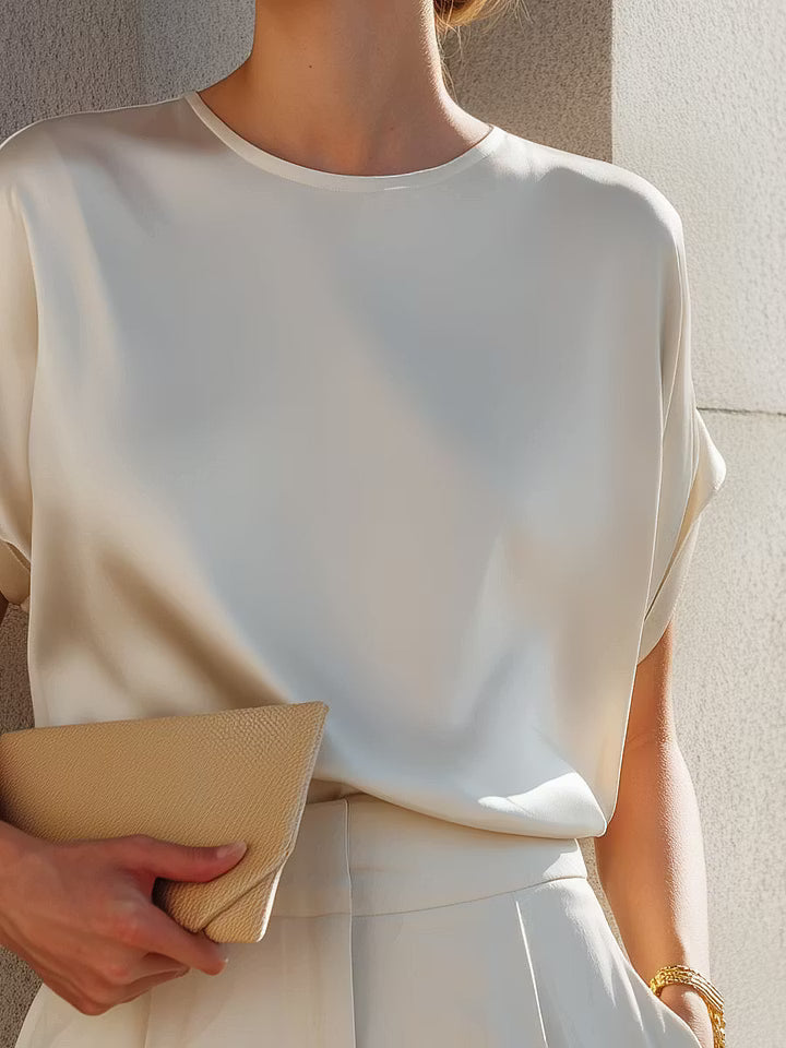 Minimalist Acetate Satin Relaxed Blouse