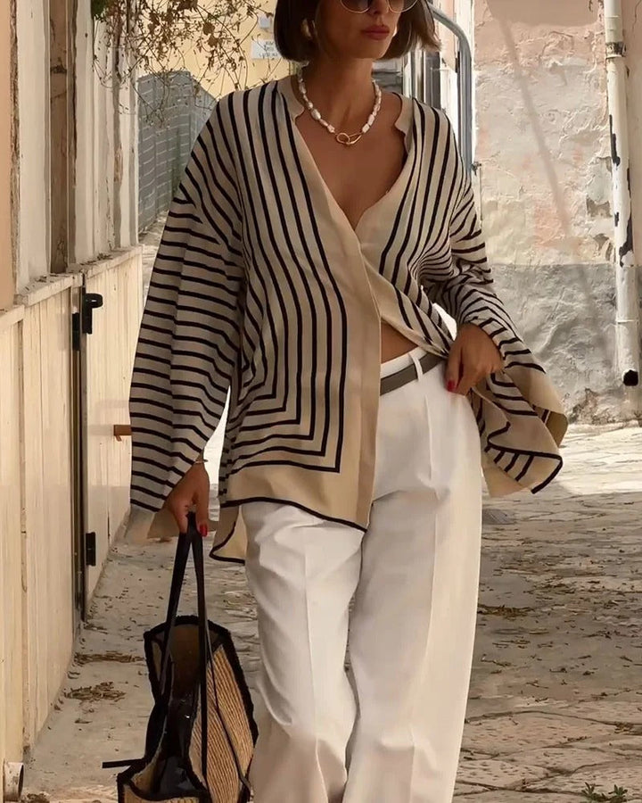 Stephanie | Casual Split Stripe Shirt