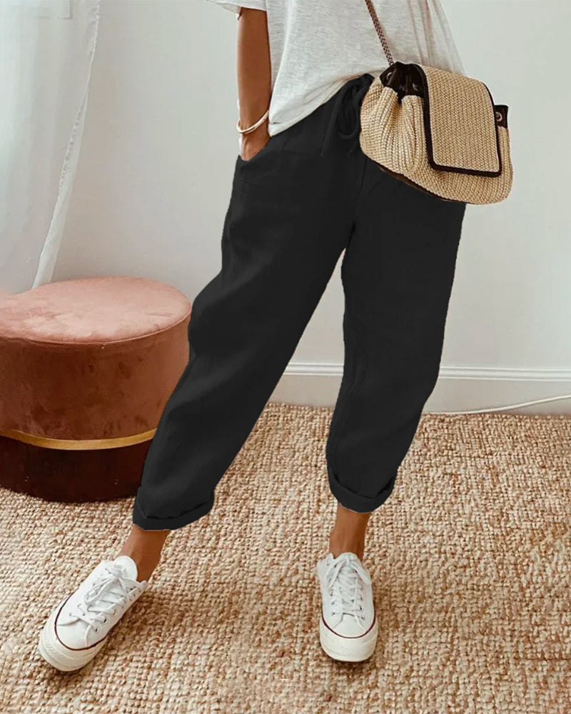 Lucie™ — Flowing Pants in Cotton and Linen Blend