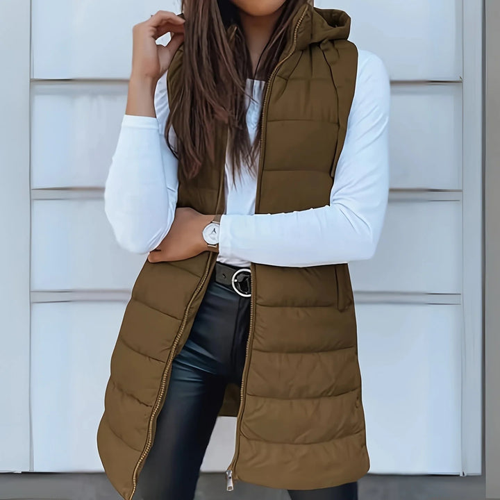 Jamie | Casual Sleeveless Hood Long Puffer Vest