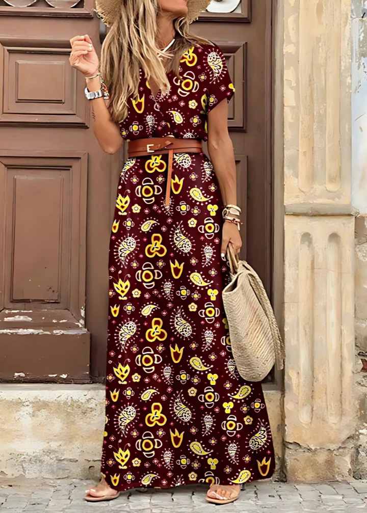 Abegail | Bohemian Long Dress with Pleated Waist