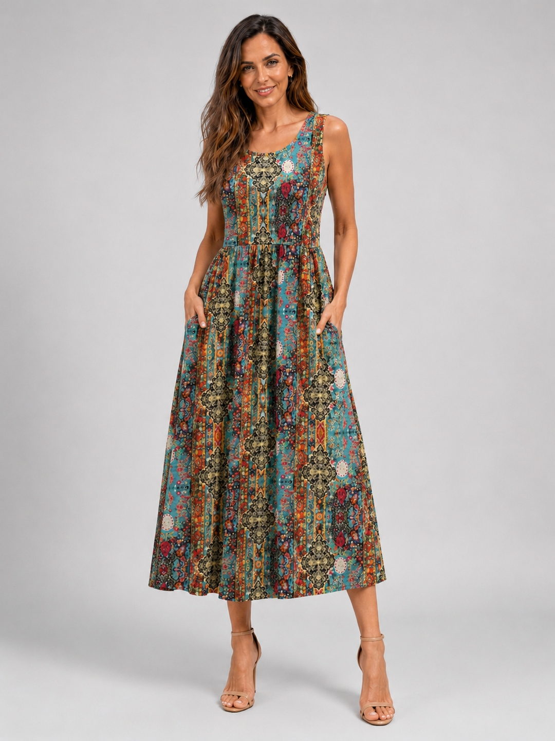 Franziska | Boho Halter Neck Midi Dress