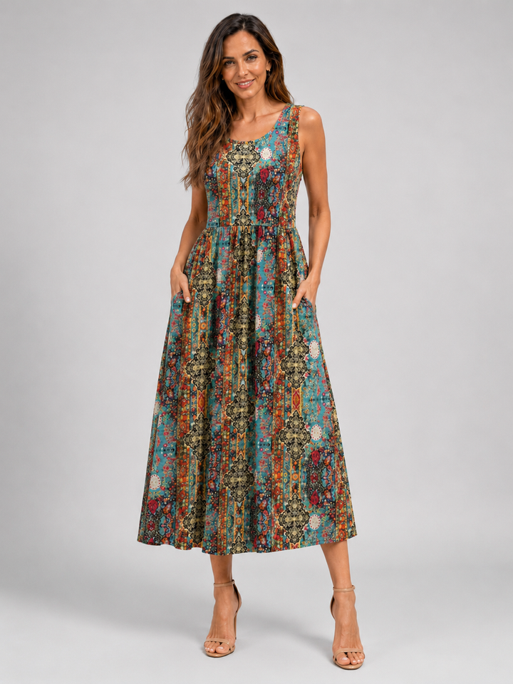 Franziska | Boho Halter Neck Midi Dress