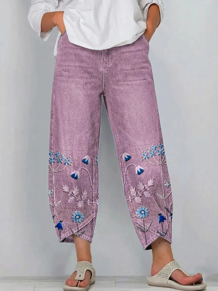 Marielle | Floral Embroidered Wide-Leg Pants