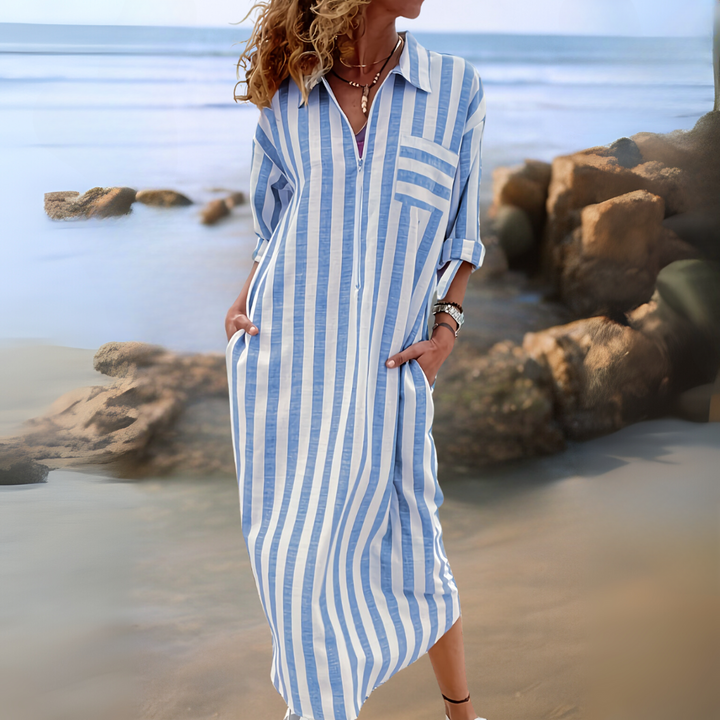 Maralya | Striped V-Neck Dress