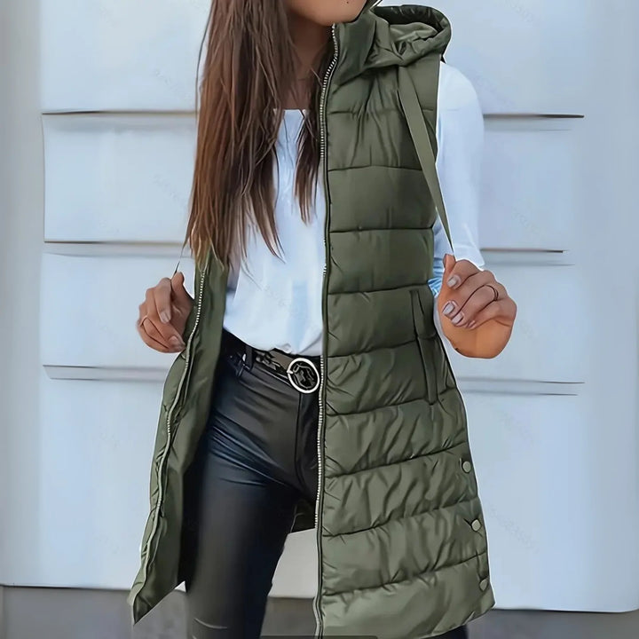 Jamie | Casual Sleeveless Hood Long Puffer Vest