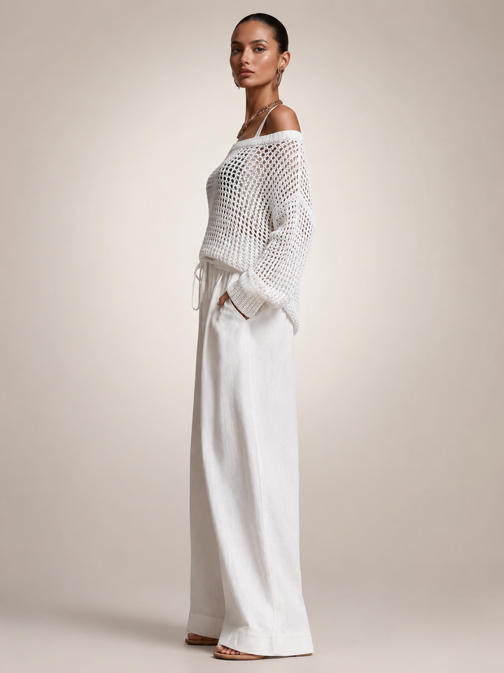 Herta | Off-Shoulder Two-Piece Set with Wide Pants