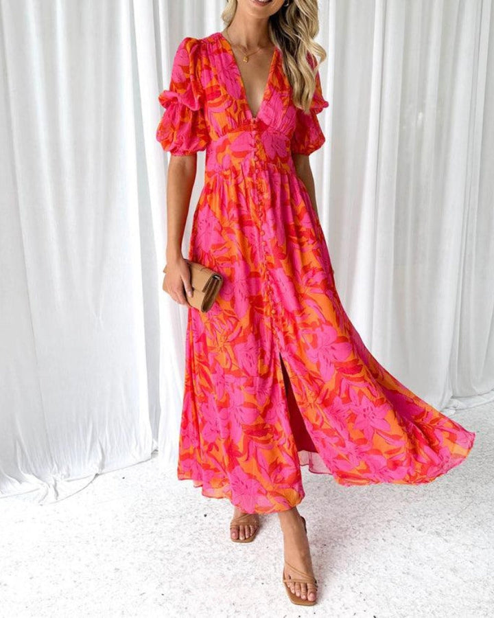Verity | Red Pink Maxi Dress