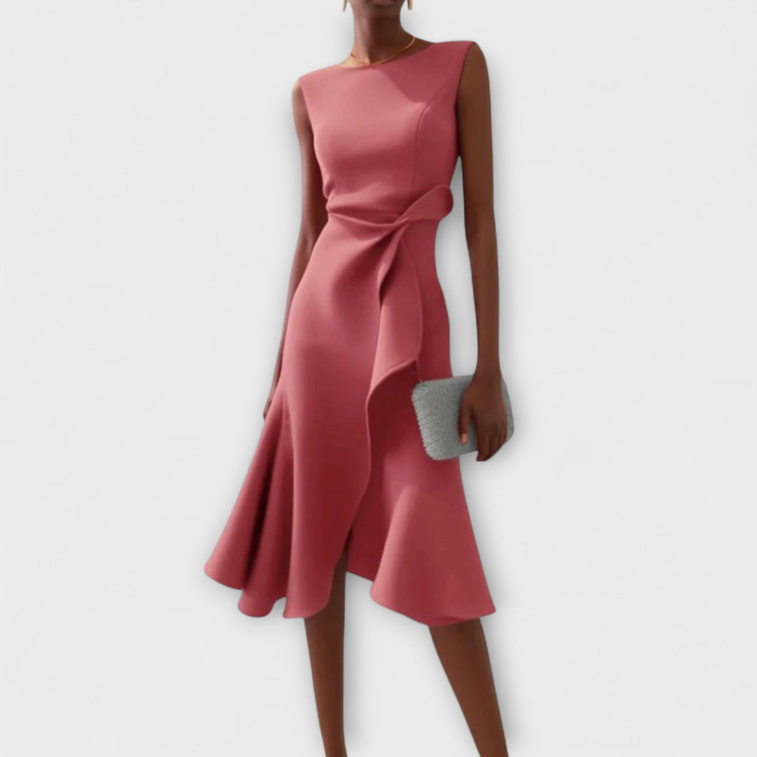 Josephine | Draped Asymmetric Midi Dress