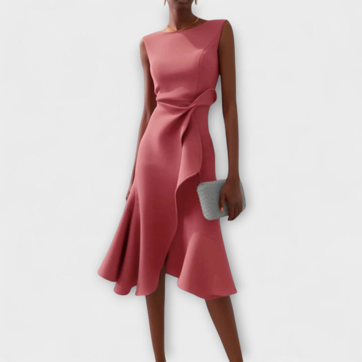 Josephine | Draped Asymmetric Midi Dress