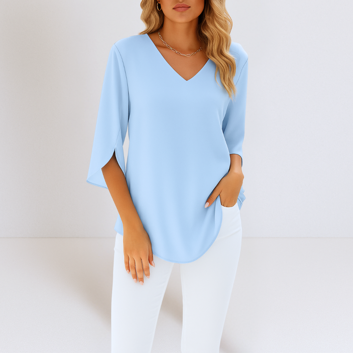 Franchine | Elegant Blouse with V-Neck and Split Sleeves