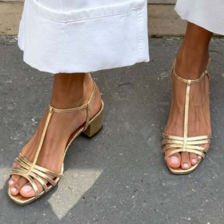 Allegra Golden Heeled Sandals