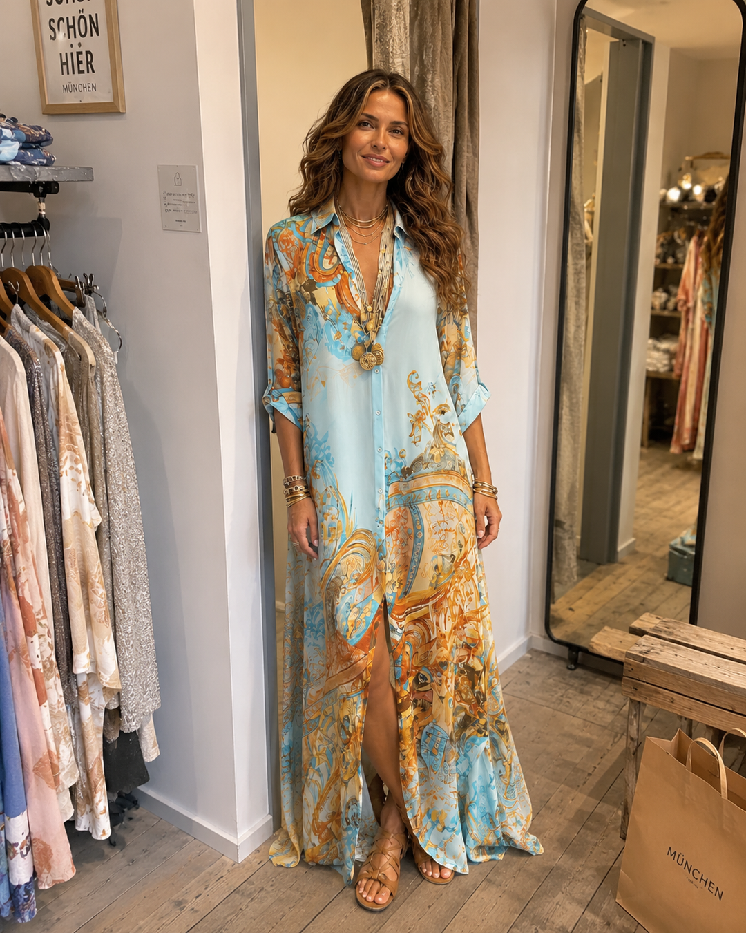 Liane | Floral Maxi Dress with Button Placket