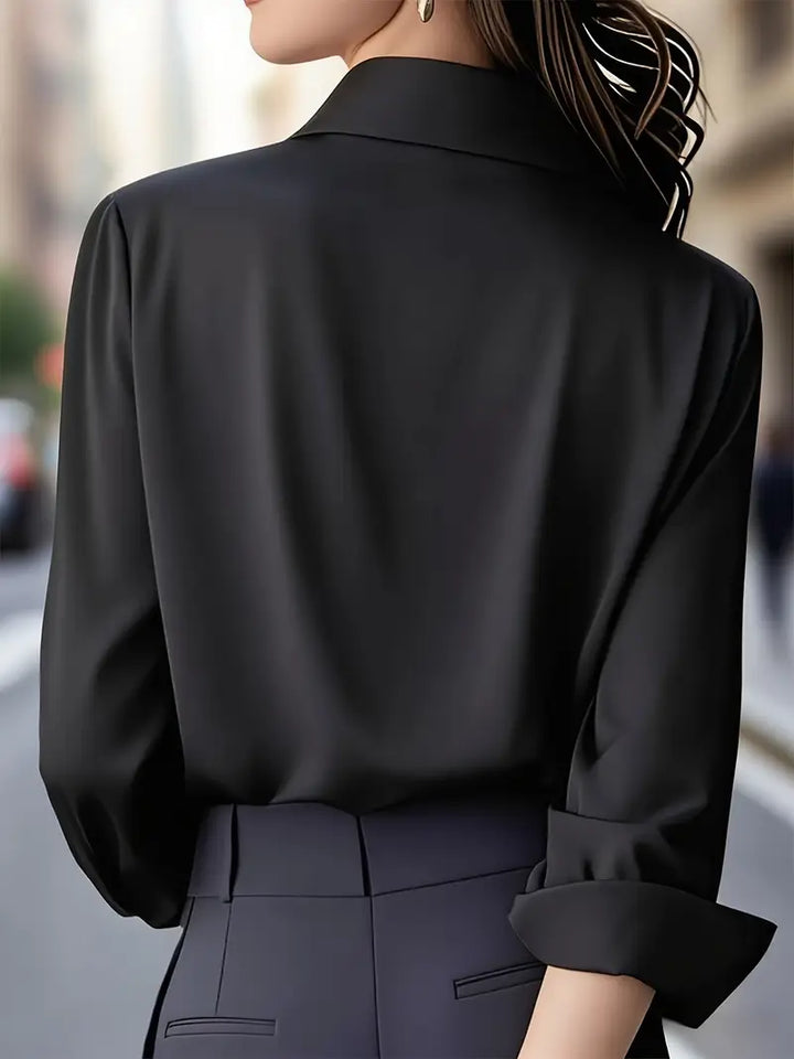 Anjeneth |  Elegant Long Sleeve Button Down Shirt