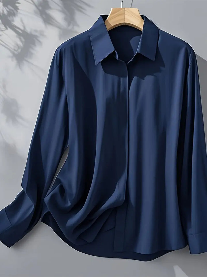 Anjeneth |  Elegant Long Sleeve Button Down Shirt