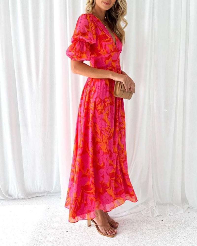 Verity | Red Pink Maxi Dress