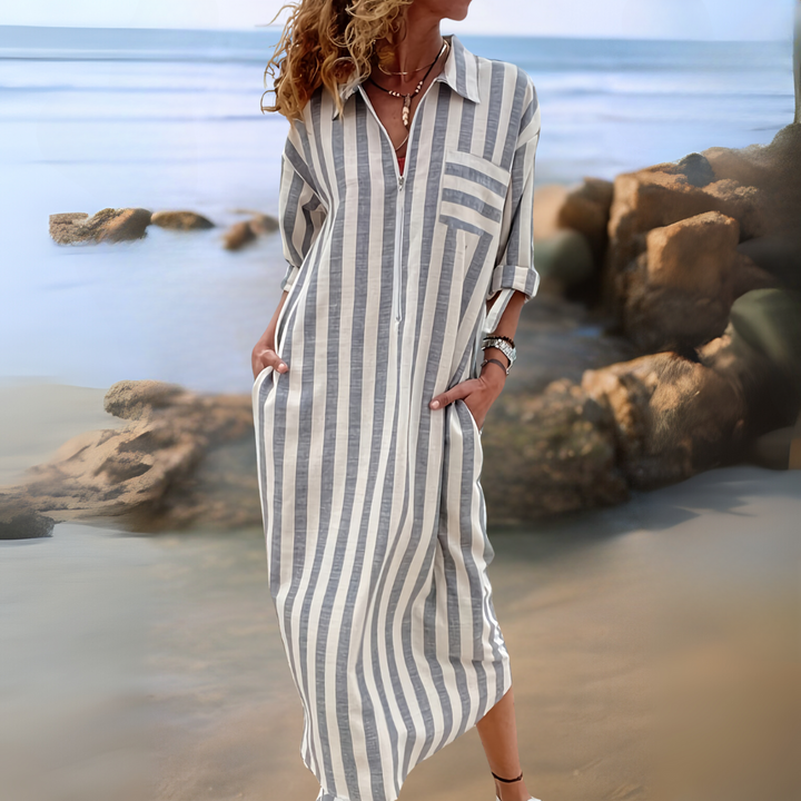 Maralya | Striped V-Neck Dress