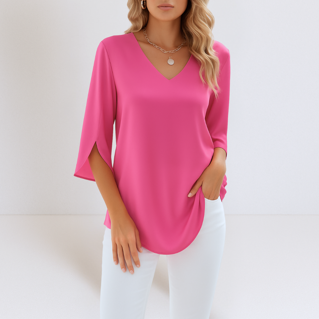 Franchine | Elegant Blouse with V-Neck and Split Sleeves