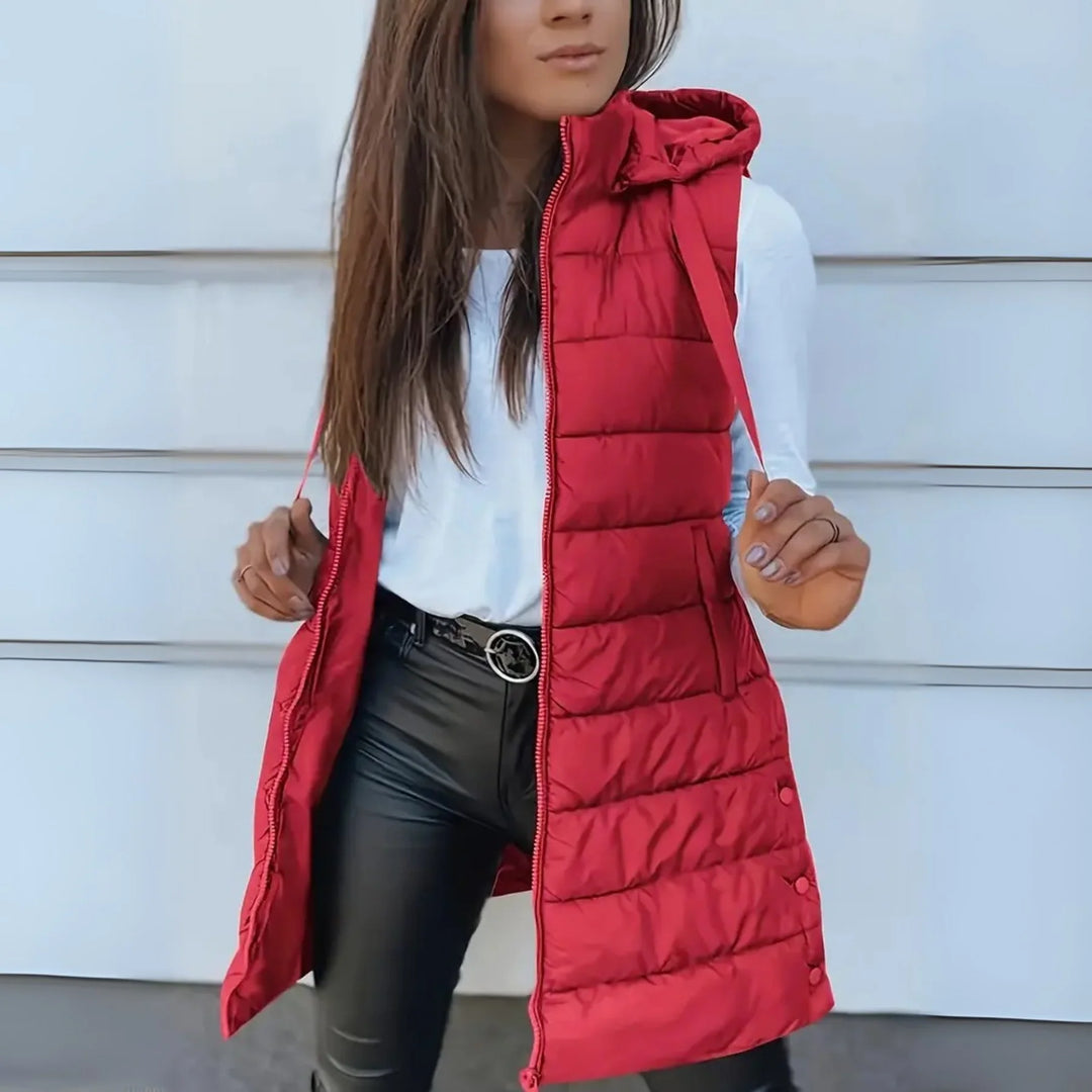 Jamie | Casual Sleeveless Hood Long Puffer Vest