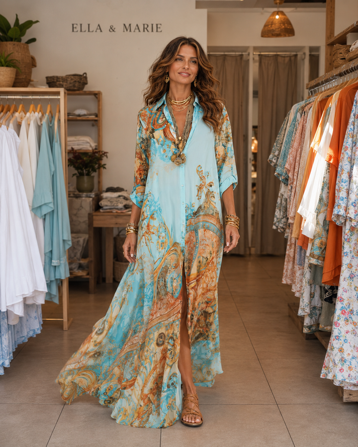 Liane | Floral Maxi Dress with Button Placket