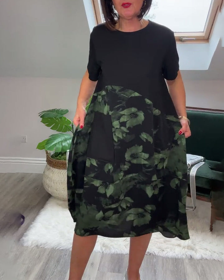 Avery | Floral Mosaic Round-Neck Dress