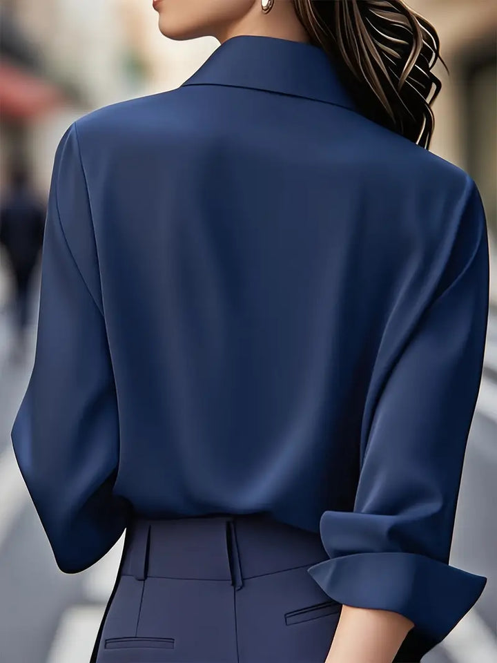 Anjeneth |  Elegant Long Sleeve Button Down Shirt