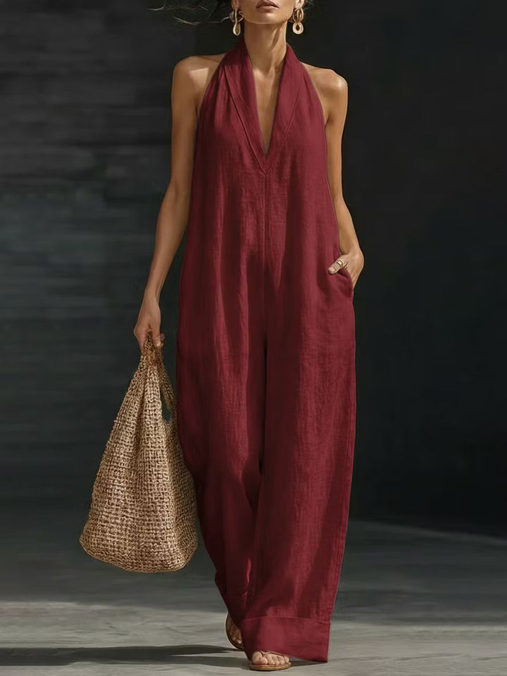 Olivia | Minimalist Linen Wide-Leg Jumpsuit