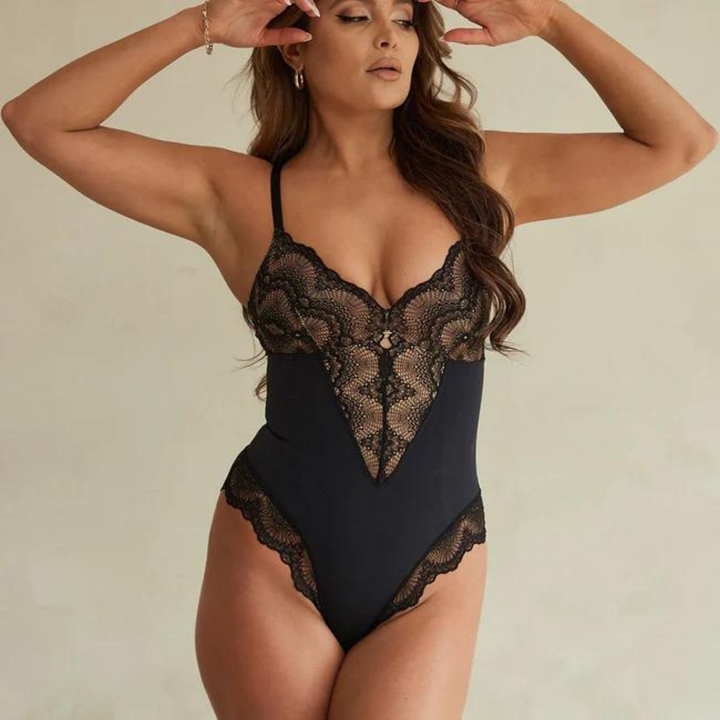 Tonette | Lace Shapewear Bodysuit – Black