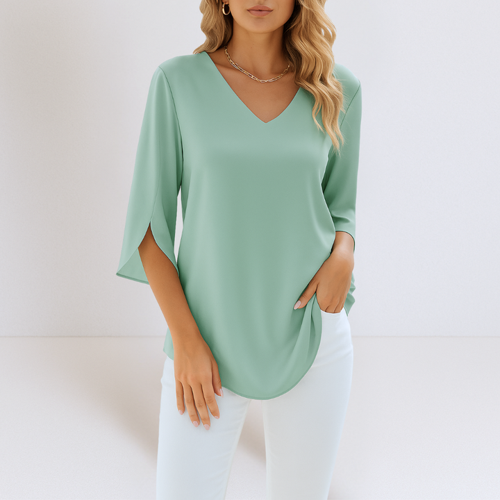 Franchine | Elegant Blouse with V-Neck and Split Sleeves