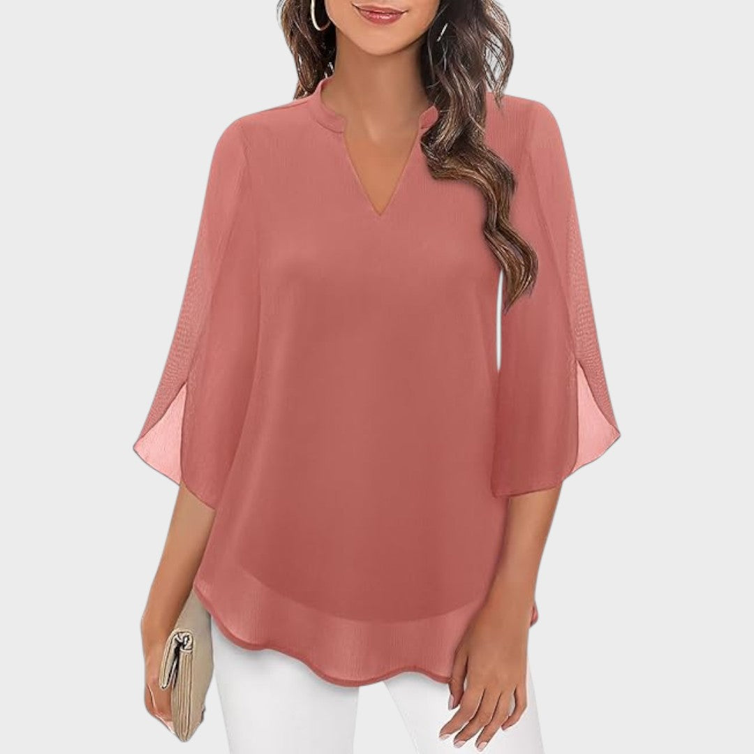 Krystel | Elegant Flow ¾ Sleeve Blouse