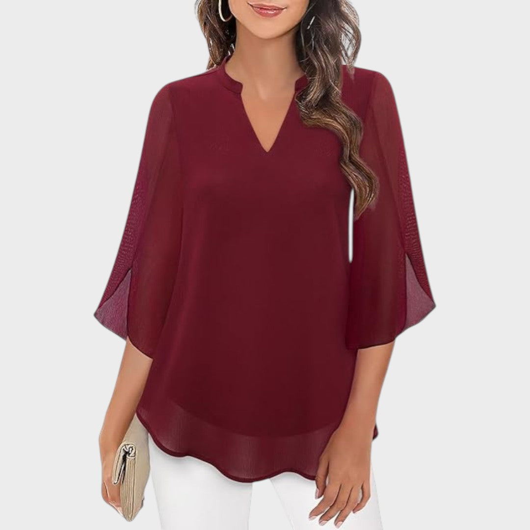 Krystel | Elegant Flow ¾ Sleeve Blouse