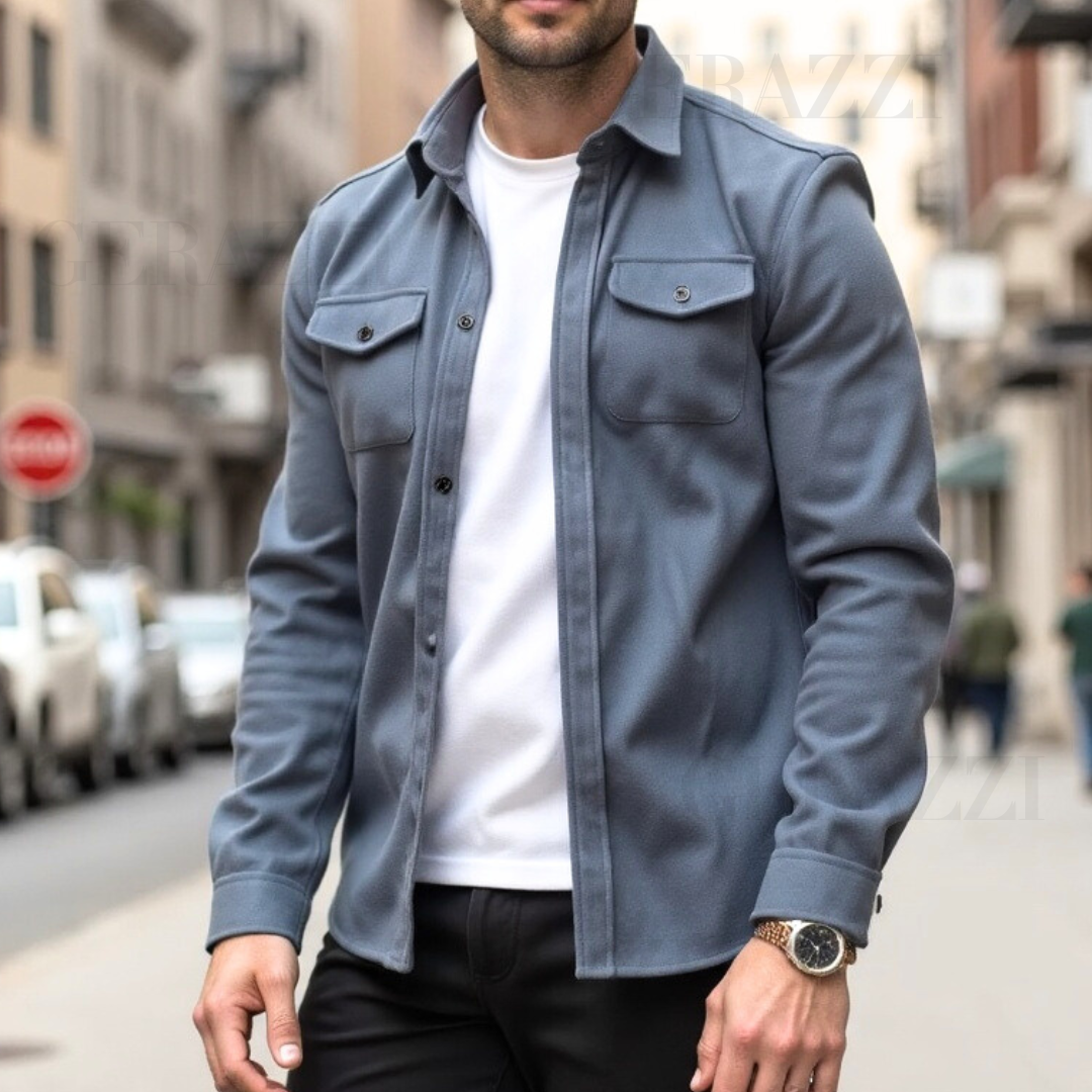 David™ | Stylish slim-fit jacket in soft brushed cotton blend