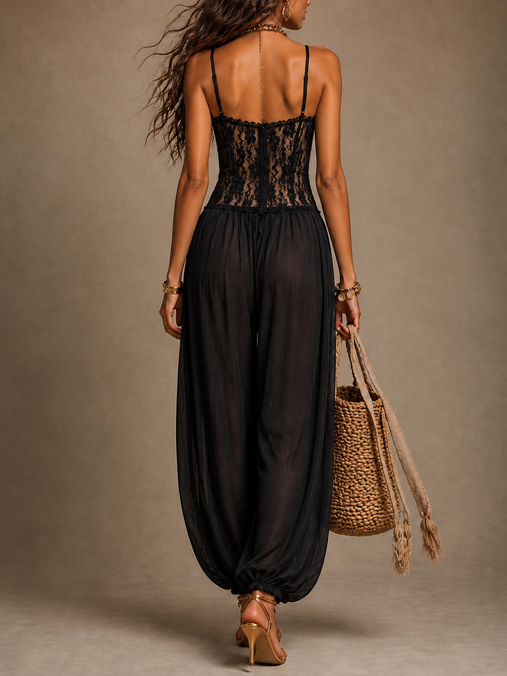Brielle – Flowing Lace Halter Jumpsuit