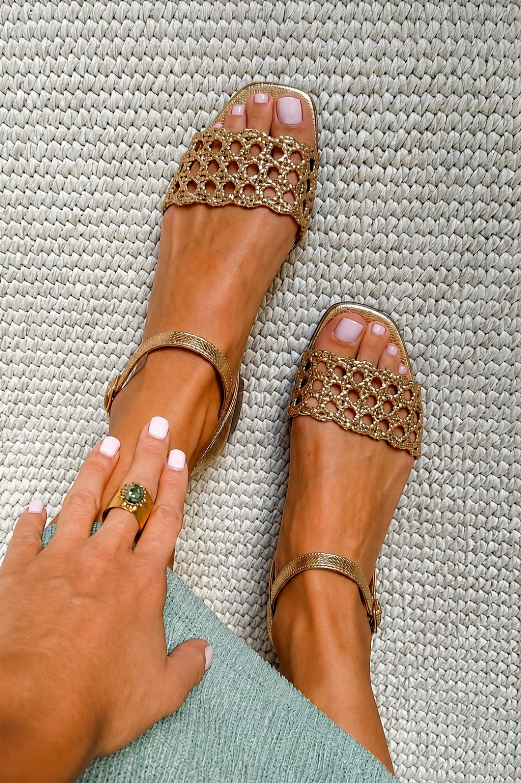 Aurora Comfort Flat Golden Sandals