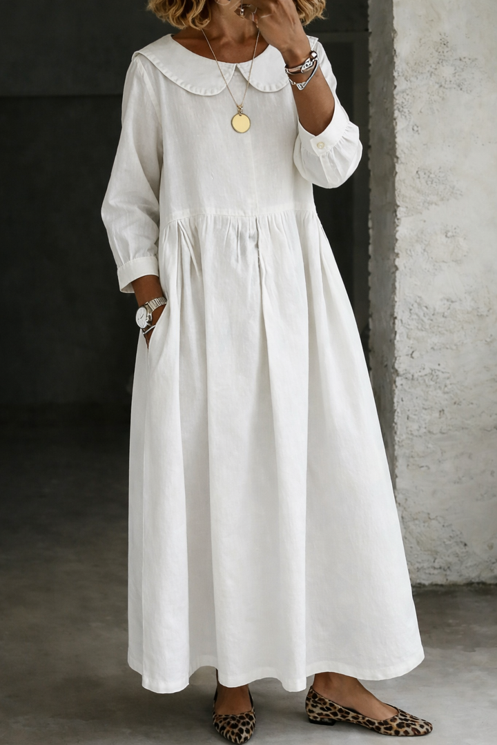 Clara | Soft Collar Denim Day Dress