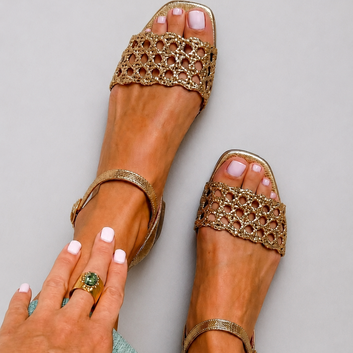 Aurora Comfort Flat Golden Sandals