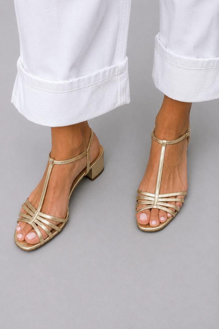 Allegra Golden Heeled Sandals