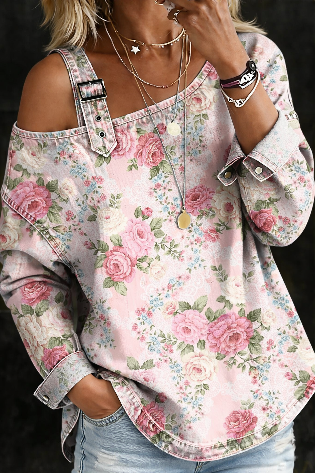 Brooklyn | Soft Floral Denim Day Dress & Blouse & Top