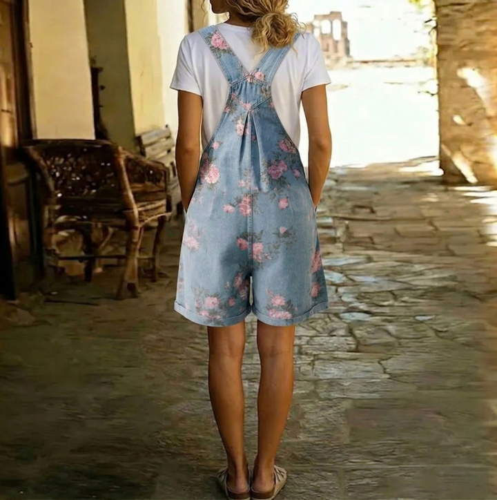 Saylor | Soft Floral Denim Short Jumpsuit